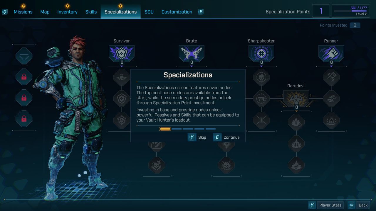 Borderlands 4's specialisation trees, unlocked after beating the campaign.