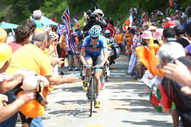 Daniel Martin (Garmin-Sharp) on the attack with Jakob Fuglsang