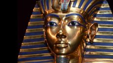 The burial mask of Egyptian Pharaoh Tutankhamun, shown during a museum exhibit in Munich, Germany in 2015.