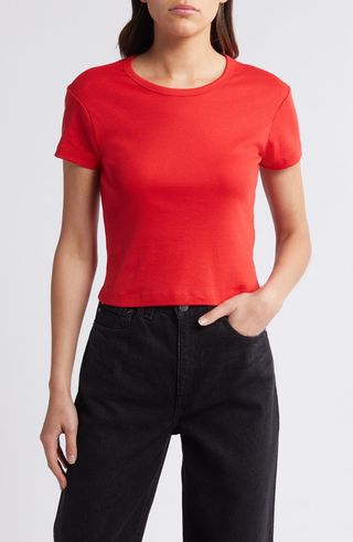 Stevie Crop Cotton Rib T-Shirt