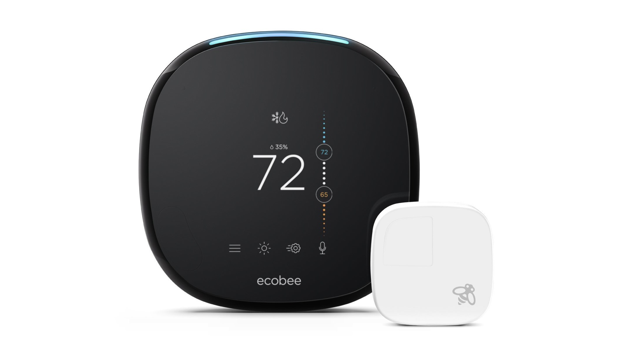 Ecobee SmartThermostat with voice control on a white background