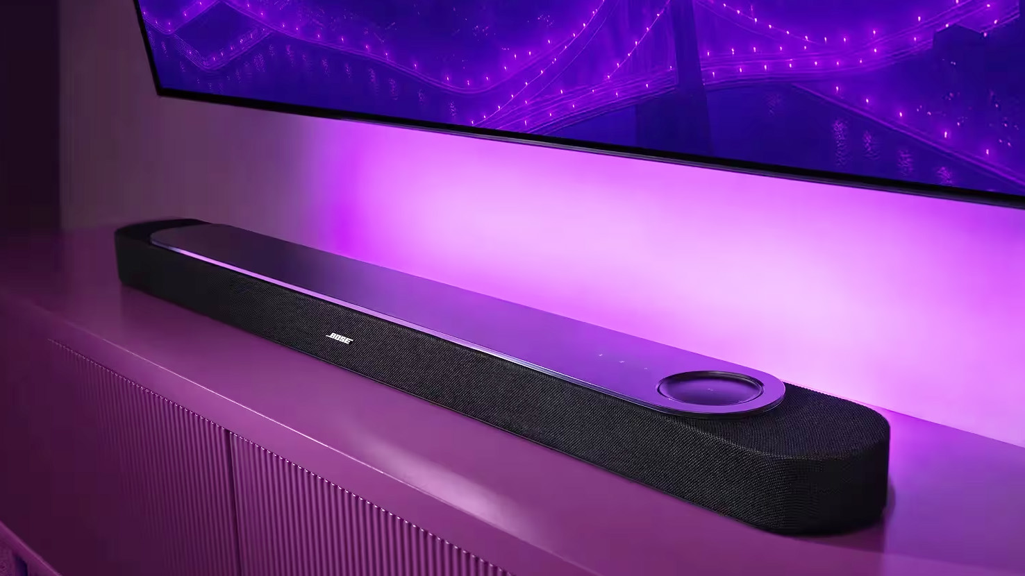 Bose Lifestyle Ultra Soundbar shown in living room