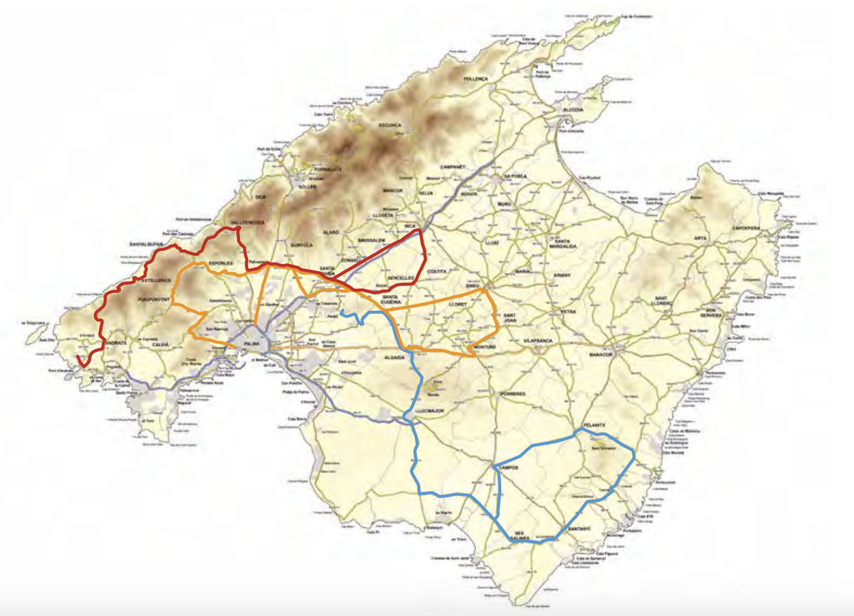 Overall map for three days of racing at 2025 Challenge Mallorca Femenina