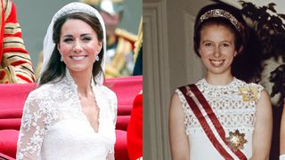 Kate Middleton and Princess Anne wearing tiaras