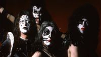 Photo of Ace FREHLEY and Peter CRISS and Paul STANLEY and KISS and Gene SIMMONS; L-R: Ace Frehley, Gene Simmons, Peter Criss, Paul Stanley - posed, studio, group shot 