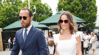 Pippa Middleton attends day four of the Wimbledon Tennis Championships at the All England Lawn Tennis and Croquet Club on July 5, 2018