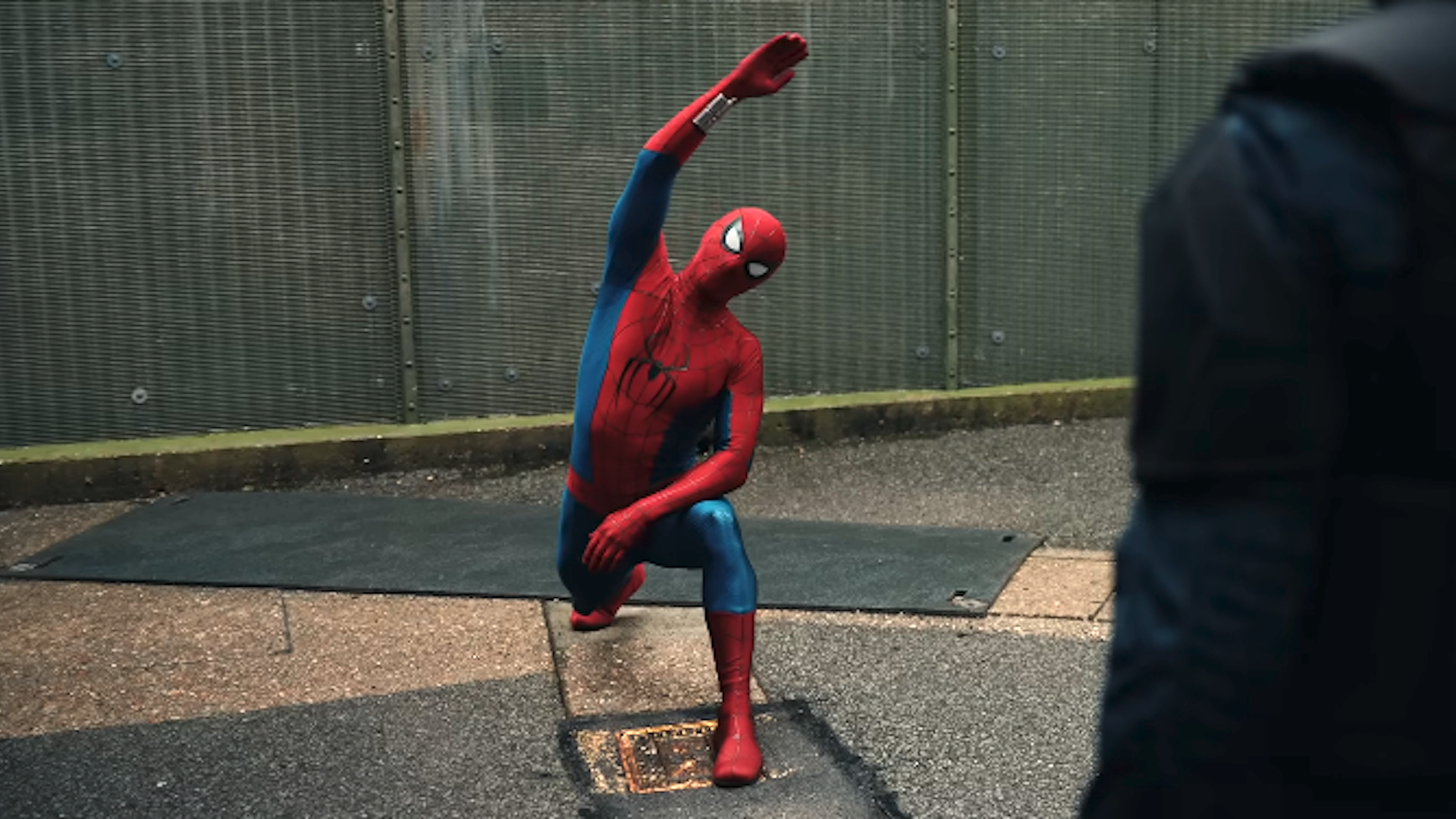 Spider-Man stretching in Brand New Day