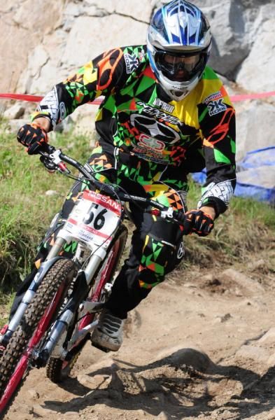 Bryn Atkinson cornering on the course.