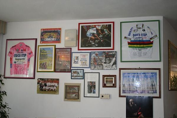 The wall in my hotel is adorned with Bettini - and other cycling - memorabilia