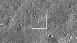 An aerial view of the Vikram lunar lander from orbit