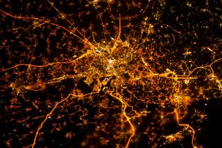 An Expedition 34 crewmember on the International Space Station captured this nighttime view of Liege, Belgium, Dec. 8, 2012, using the European Space Agency's Nodding mechanism (NightPod).