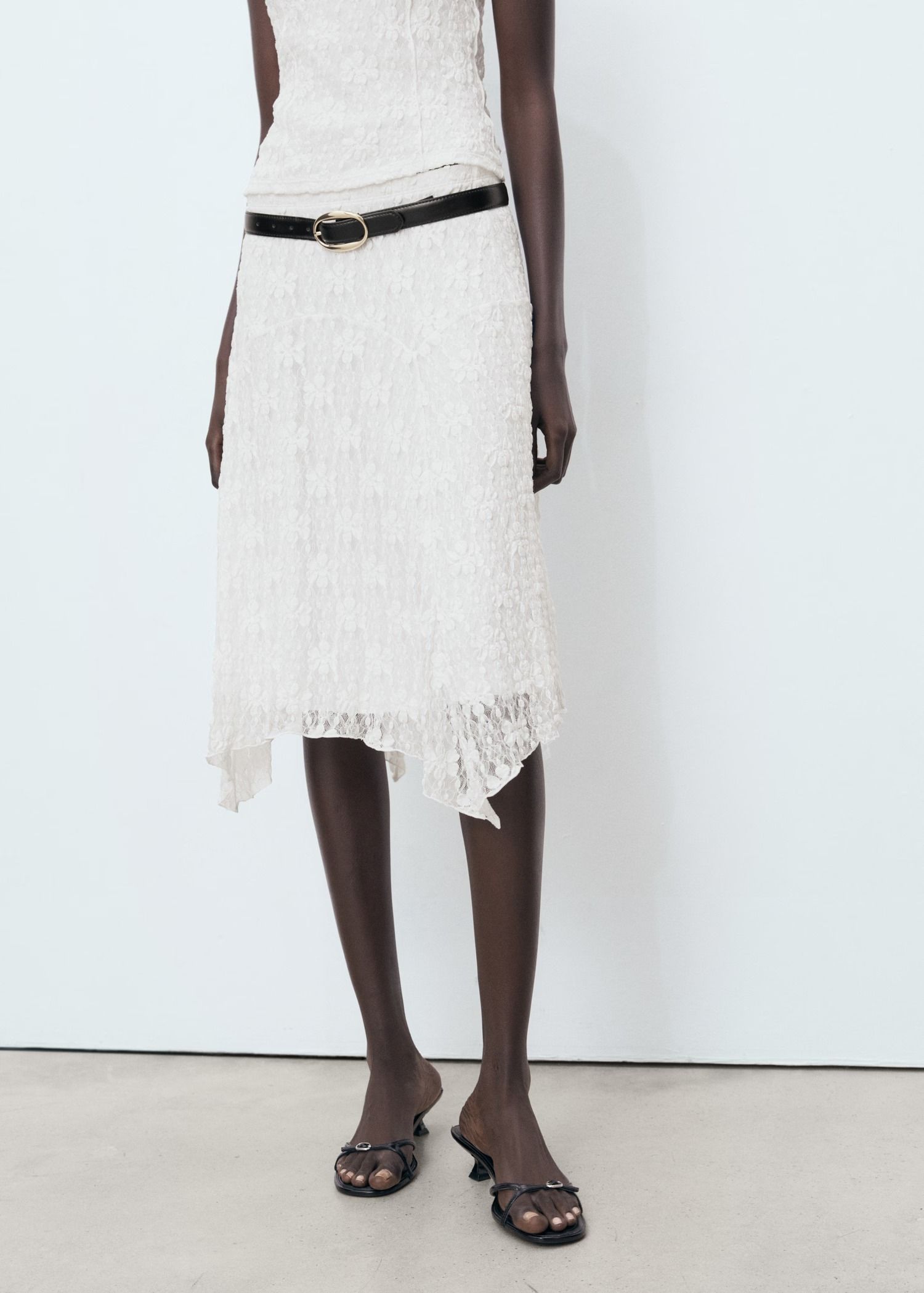MANGO, Lace Midi Skirt