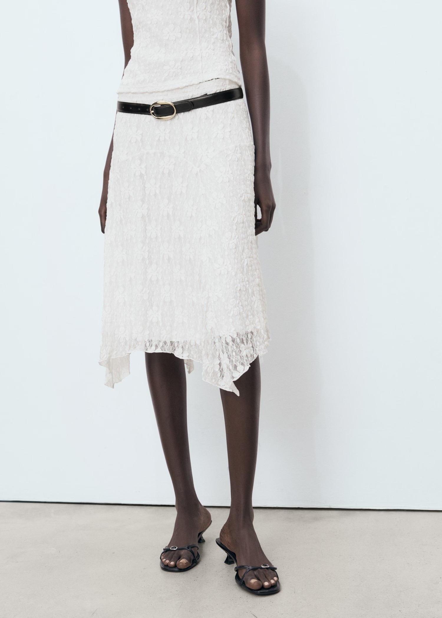 MANGO, Lace Midi Skirt