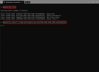 Powercfg export command