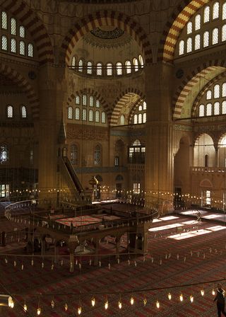 Interior design and structure of Istanbul mosque