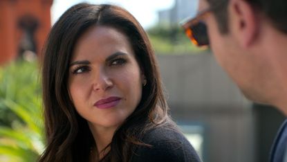 Did Lisa kill Mitchell in The Lincoln Lawyer? Seen here are Lana Parrilla as Lisa Trammell and Manuel Garcia-Rulfo as Mickey Haller in episode 209 of The Lincoln Lawyer