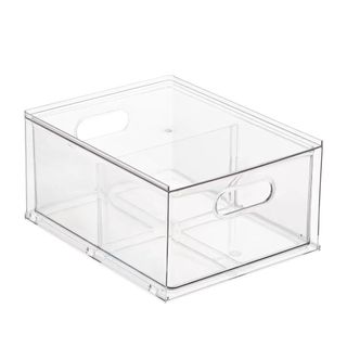 clear storage container on a white background