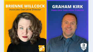 Brienne Willcock (left), associate executive director, Strategy, Standards and Industry Engagement at IES; Graham Kirk, associate executive director, Strategy, Events and Industry Engagement at AES.