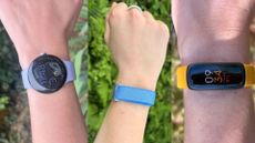 Grace Walsh wearing three of the best Fitbits: Google Pixel Watch 4, Fitbit Air, and Inspire 3