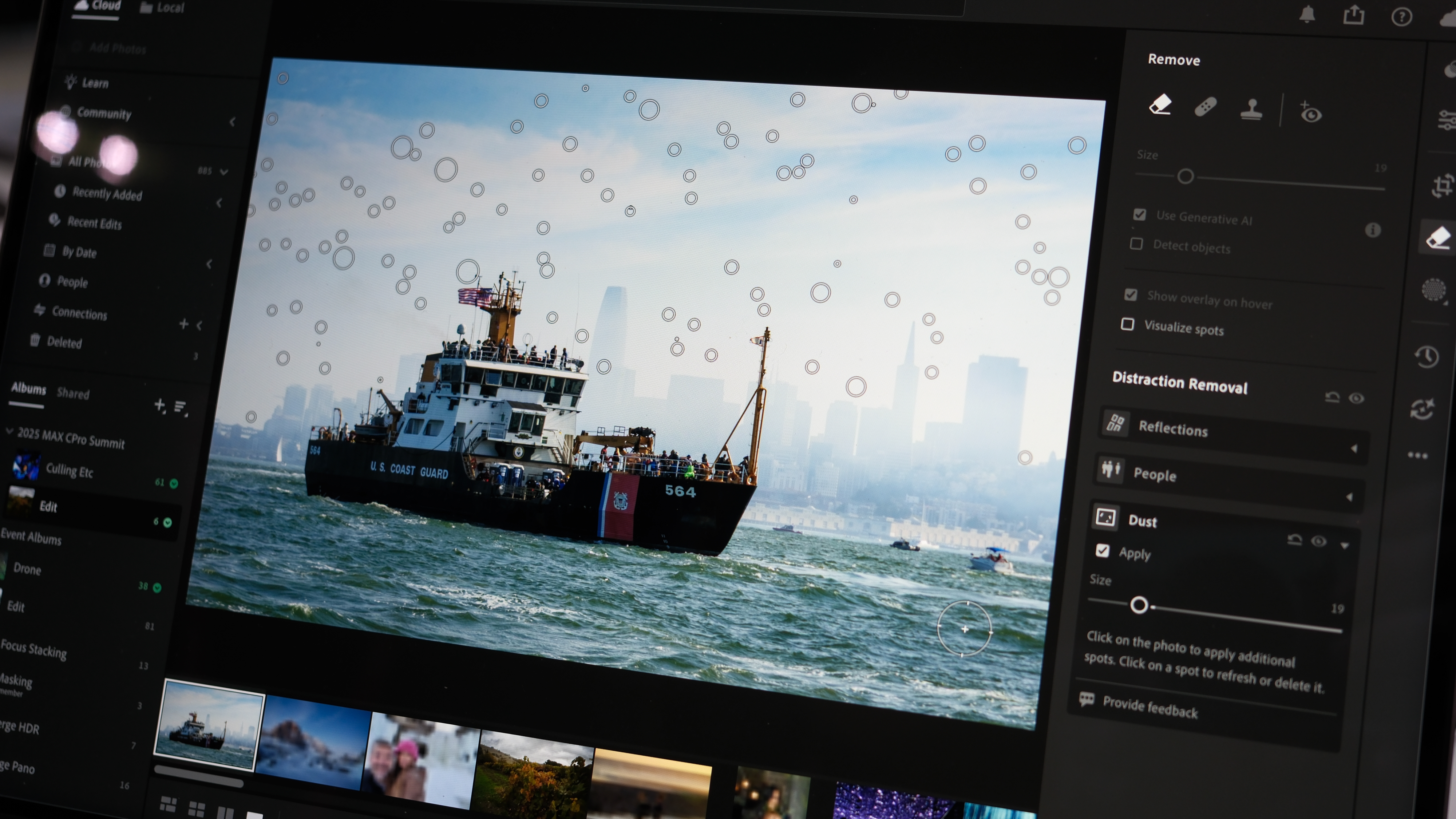 A photo of the new Lightroom on the screen of a laptop