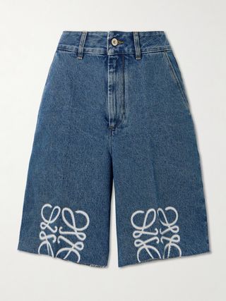 Anagram Frayed Denim Shorts