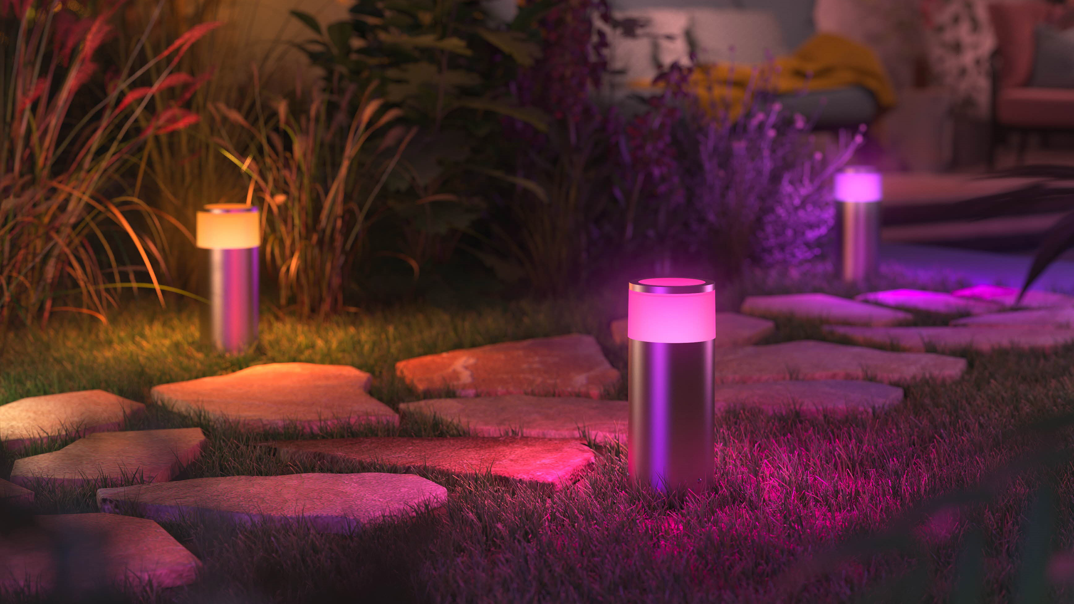 The Philips Hue Calla bollard outdoor lighting range