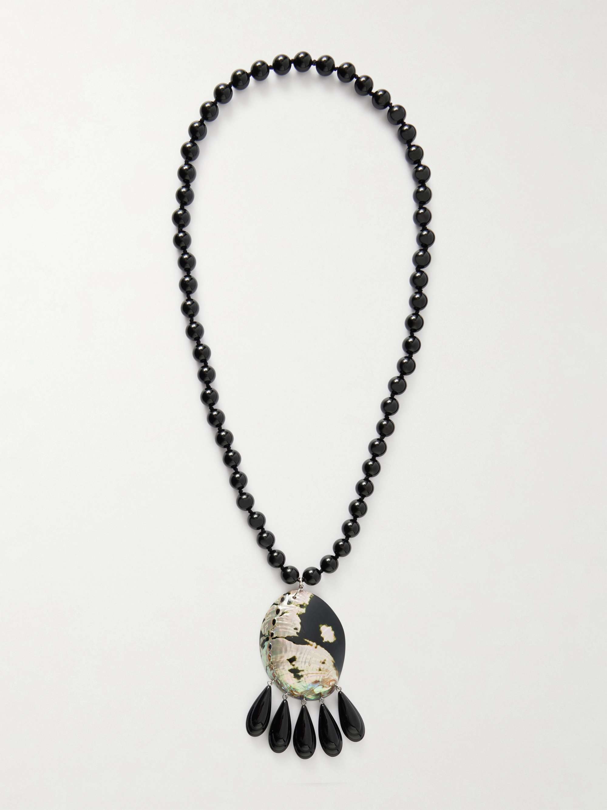 Helix Rhodium-Plated, Onyx and Resin Necklace