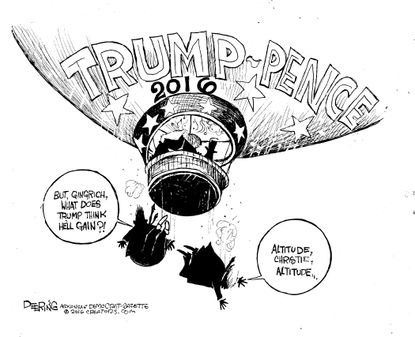 Political cartoon U.S. Trump Pence Gingrich Christie