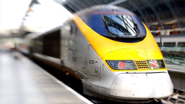 A Eurostar train at St Pancras International station