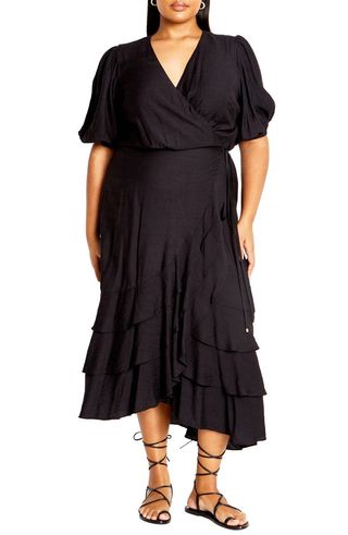 Bea Wrap Front Tiered Dress