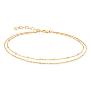 Gold Vermeil Beaded Double Chain Anklet