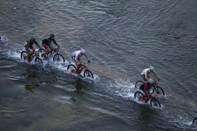 Riders cross the Breede River