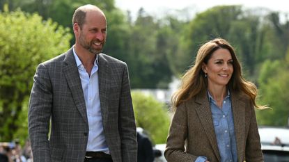 Prince William, Prince of Wales and Catherine, Princess of Wales arrive to visit Aros Hall, a local community hub on April 29, 2025 in Tobermory
