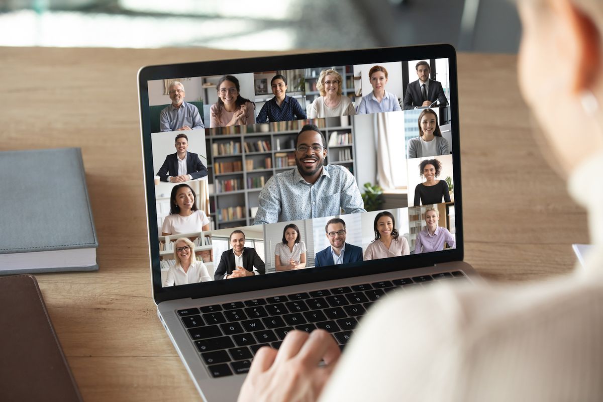 A group meeting via web-cam. 