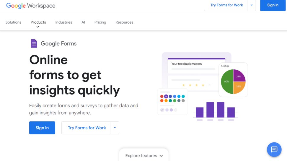 Google Forms website screenshot (June 2025).