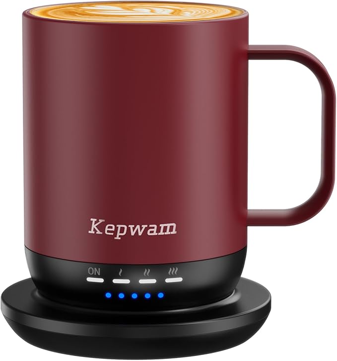 Kepwam, Kepwam Heated Coffee Mug T1-14oz Fast Heating &amp;amp; Longer Battery Life Self Heating Coffee Mug Hot to 149&amp;#8457; - Touch &amp;amp; App Controlled Mug Coffee and Hot Beverage Warmer, Gifts for Women and Men