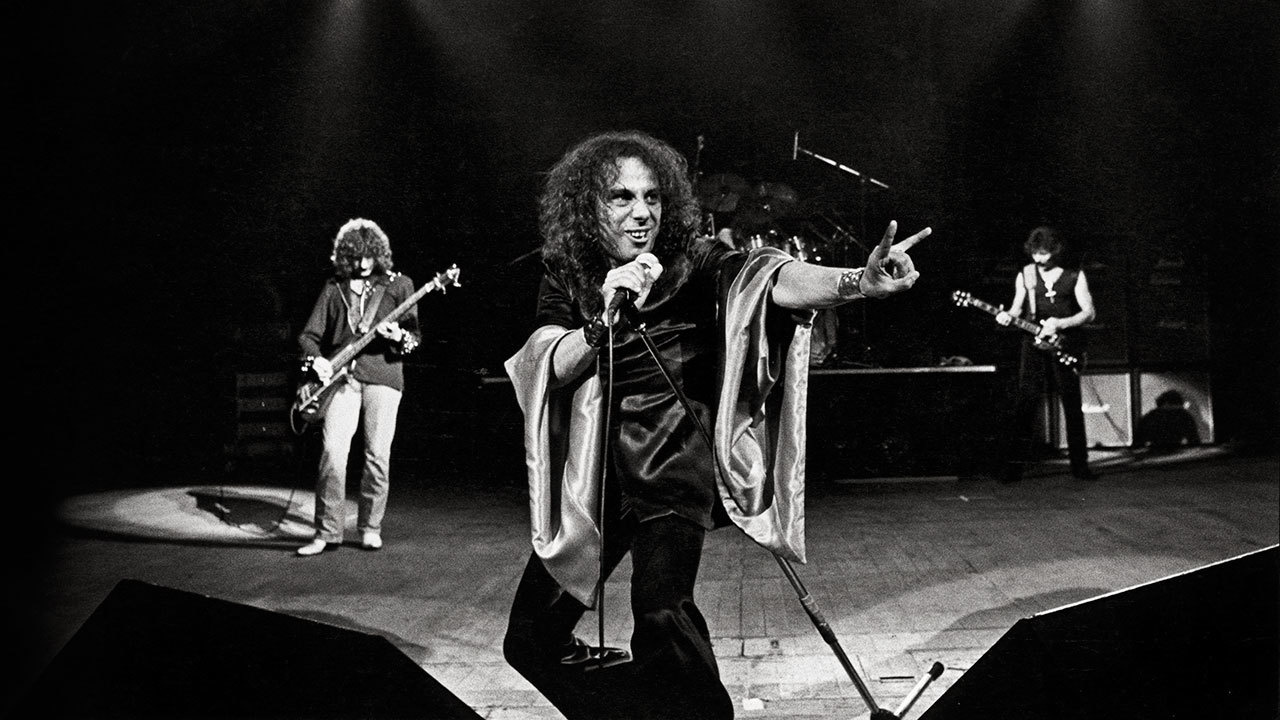 A photograph of Ronnie James Dio with Black Sabbath