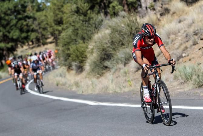 Jakub Novak (BMC) begins to get a gap on the final climb.
