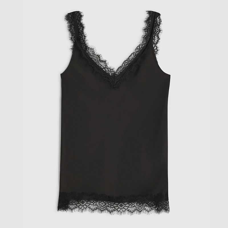 River Island black lace trim cami top