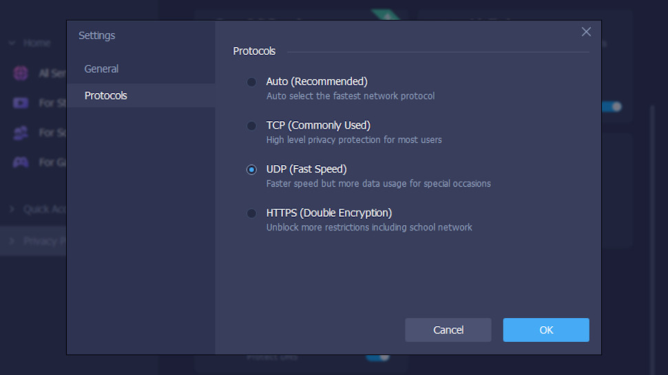 iTop VPN protocols