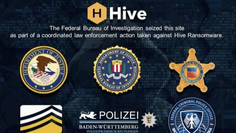 A takedown notice that reads &quot;Hive: The Federal Bureau of Investigation seized this site as part of a coordinated law enforcement action taken against Hive Ransomware.&quot;