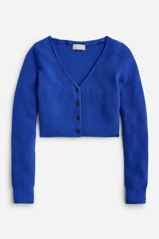 J. Crew Featherweight Cashmere Cropped Cardigan Sweater