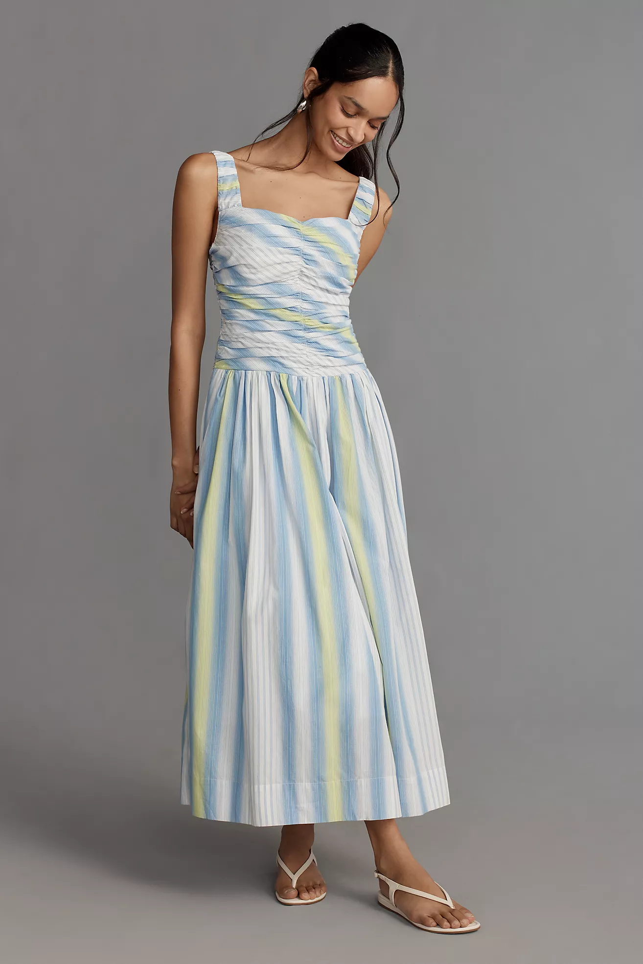 By Anthropologie Square-Neck Drop Waist Maxi Dress