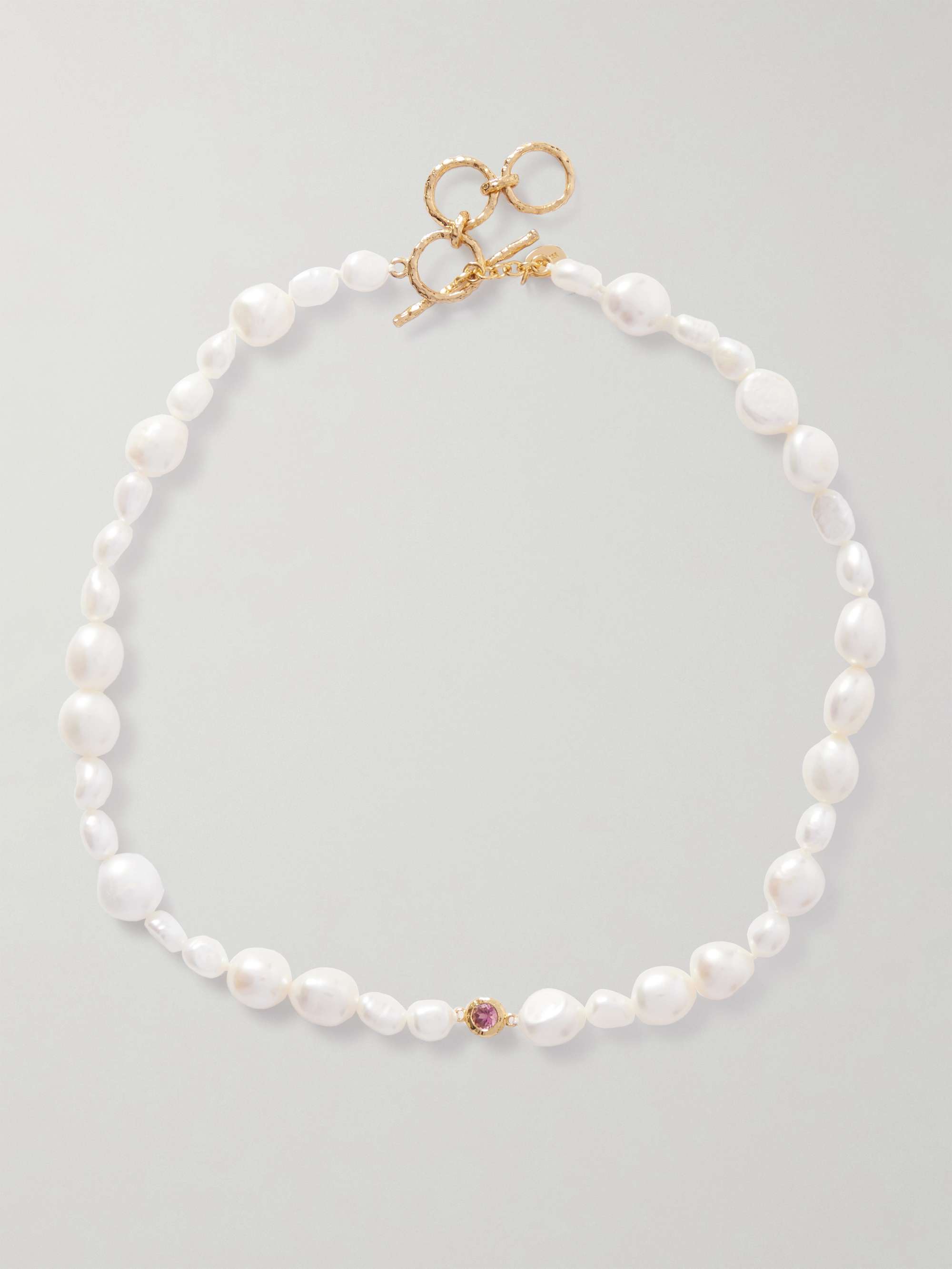 Gold-Plated, Pearl and Tourmaline Necklace