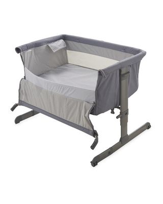 An image of the Chicco Next2Me bedside crib with the side panel zipped open = an Aldi Specialbuy deal