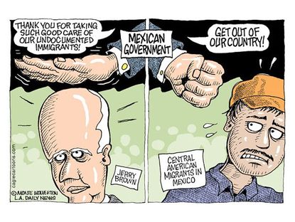Political cartoon U.S. California immigration