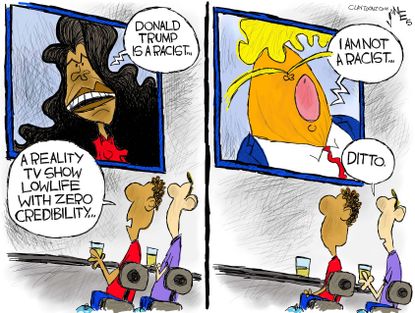Political cartoon U.S. Trump racist Omarosa Manigault Newman Unhinged