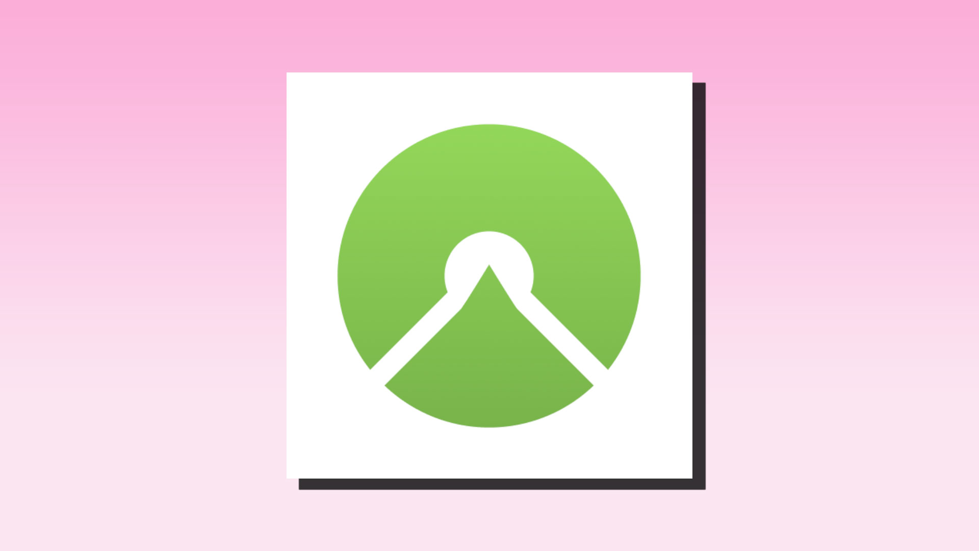 Komoot app icon on a pink background