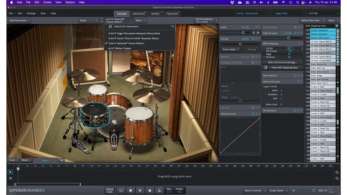 Swapping out snare in Superior Drummer