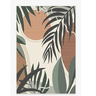 Ruggable outdoor rug with tropical print